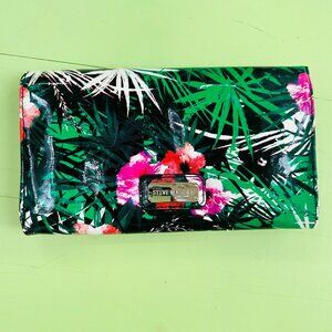 Steve Madden Clutch Purse Patent Leather Floral Black Pink Green Red Silver